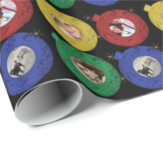 Christmas Personalized Photos Ornaments Snowflakes Wrapping Paper