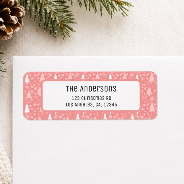Christmas Personalized Pink Return Address (Christmas Personalized Pink Return Address Label)