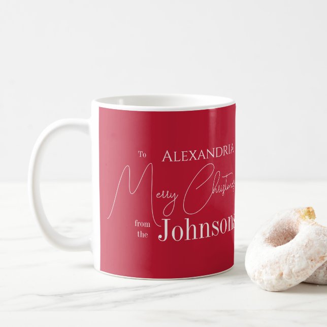 Christmas Personalized Red Family Coffee Mug (With Donut)