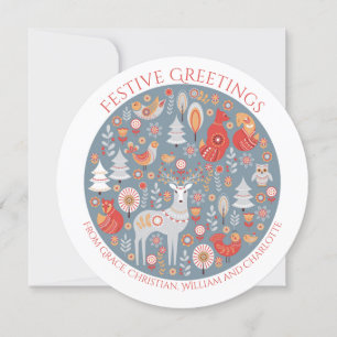 Christmas Personalized Scandinavian Nordic Forest Holiday Card