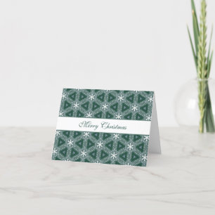 Christmas Personalized Snowflakes Pattern Green Holiday Card