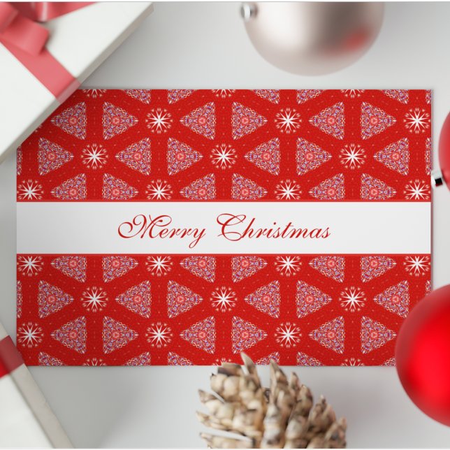Christmas Personalized Snowflakes Pattern Red Holiday Card (Creator Uploaded)