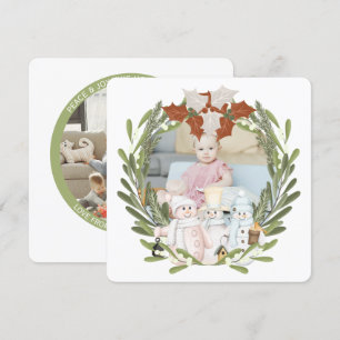 Christmas Personalized Snowman Photo Frame Holiday Card