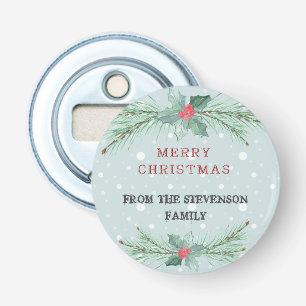 Christmas, Personalized, Spruce, mistletoe Bottle Opener