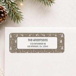 Christmas Personalized Taupe Return Address