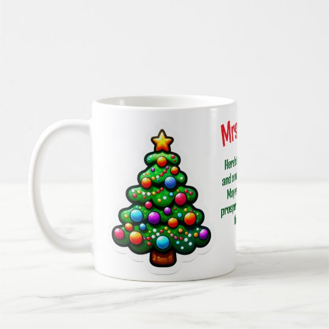 Christmas personalized teachers coffee mug gift (Left)