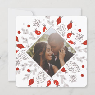 Christmas Personalized Winter Foliage Photo Holiday Card
