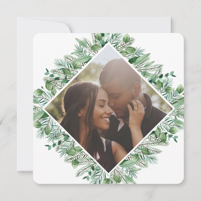 Christmas Personalized Winter Foliage Photo Holiday Card (Front)