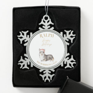Christmas Pet Dog Corgi Snowflake Framed Ornament