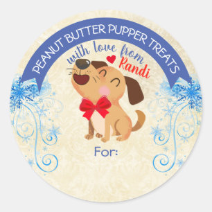 Christmas pet food dog treats personalized to from classic round sticker