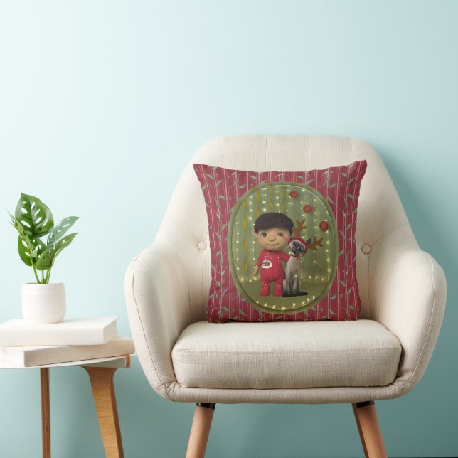 Christmas Pet Friend Throw Pillow (Chair)