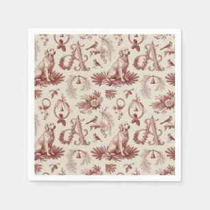 Christmas Pet Monogram A Golden Retriever Napkin