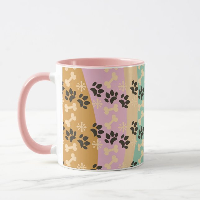 Christmas Pet Paw Bone Snowflake Patterned  Mug (Left)