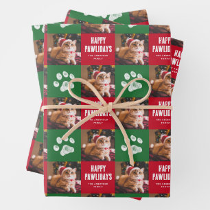 Christmas Pet Photo Wrapping Paper Sheet