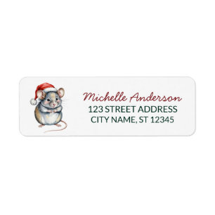 Christmas Pet Rat with Santa Hat Return Address