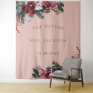 Christmas Petal Future Mrs.Bridal Shower Backdrop Tapestry