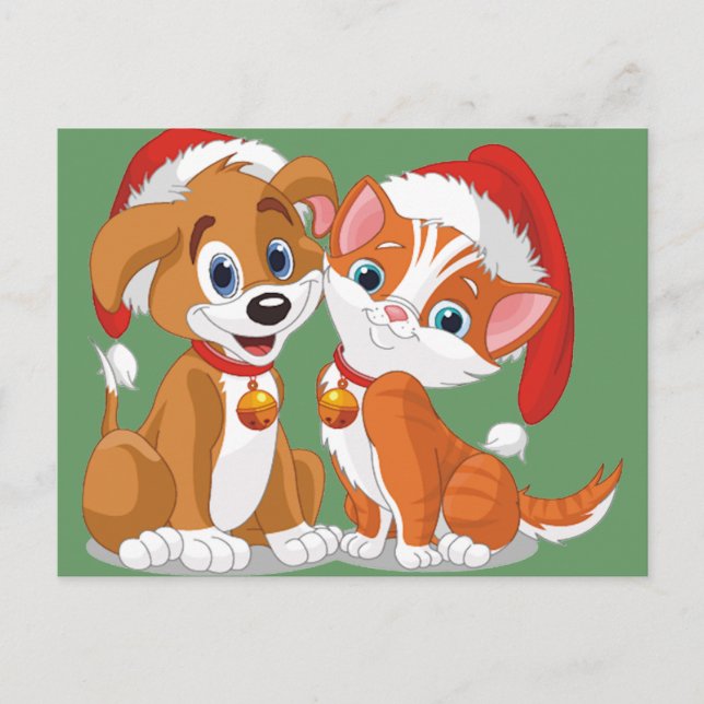 Christmas Pets Holiday Postcard (Front)