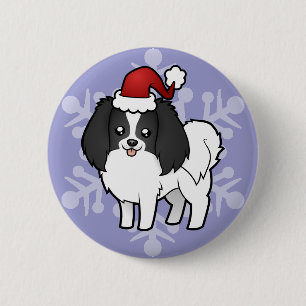 Christmas Phalene / Japanese Chin 2 Inch Round Button
