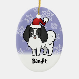 Christmas Phalene / Japanese Chin Ceramic Ornament