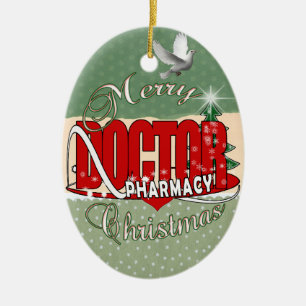 CHRISTMAS PHARMACY DOCTOR CERAMIC ORNAMENT