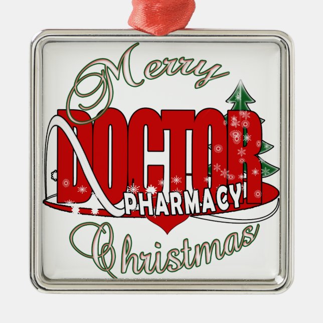 CHRISTMAS PHARMACY DOCTOR METAL ORNAMENT (Front)