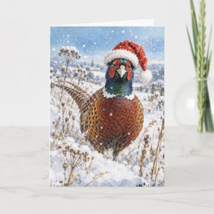 Christmas Pheasant in Winter Field Card
