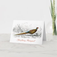Christmas Pheasant - vintage art folded