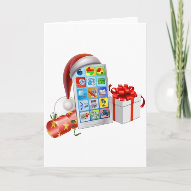 Christmas phone illustration holiday card (Front)