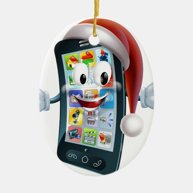 Christmas phone mascot ceramic ornament (Front)