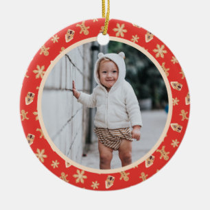 Christmas Photo Baby's First Christmas 2025 Bake Ceramic Ornament