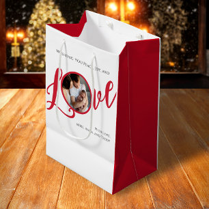 Christmas Photo Calligraphy Script  Medium Gift Bag