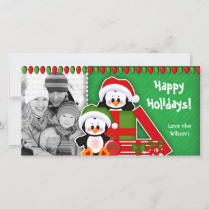 Christmas Photo Card Cute Penguins