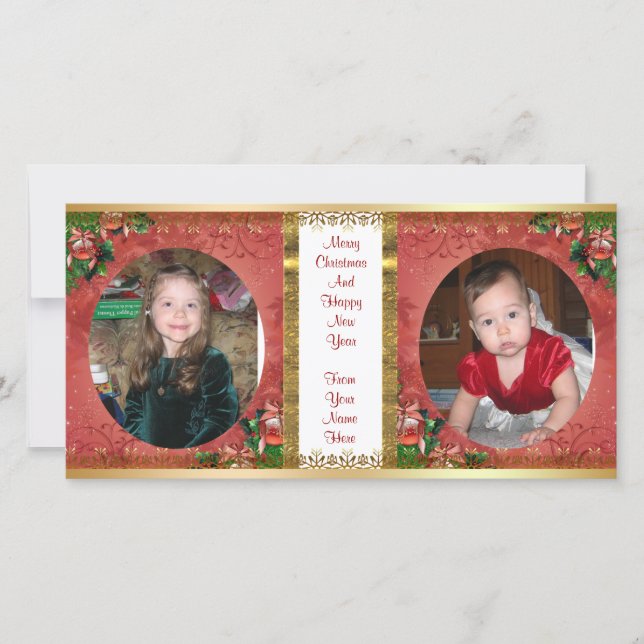 Christmas photo card double frame 2 pictures (Front)