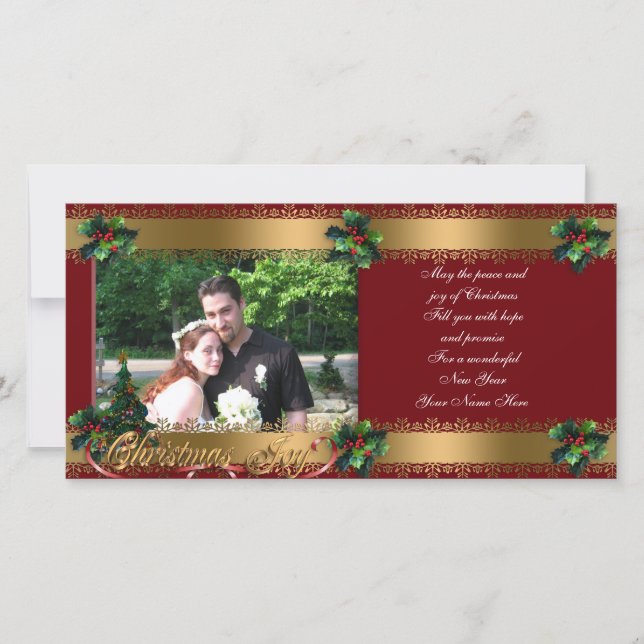 Christmas photo card elegant  gold classic (Front)