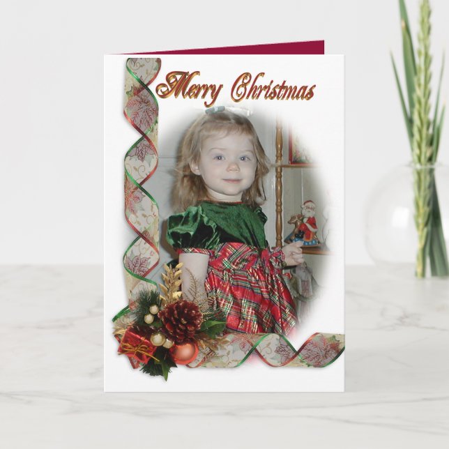 Christmas photo card elegant ribbons (Front)
