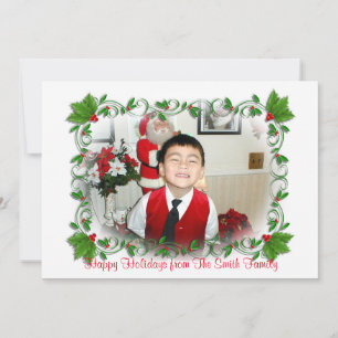 Christmas photo card Holly frame