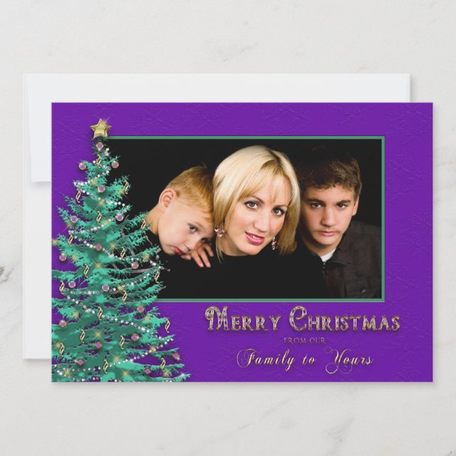 Christmas Photo Card - Large -  Tree - Purple (Front)
