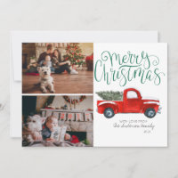 Christmas Photo Card - Vintage Red Truck