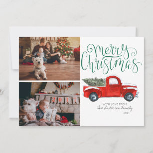 Christmas Photo Card - Vintage Red Truck