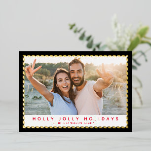 CHRISTMAS PHOTO classy simple gold border Foil Holiday Card