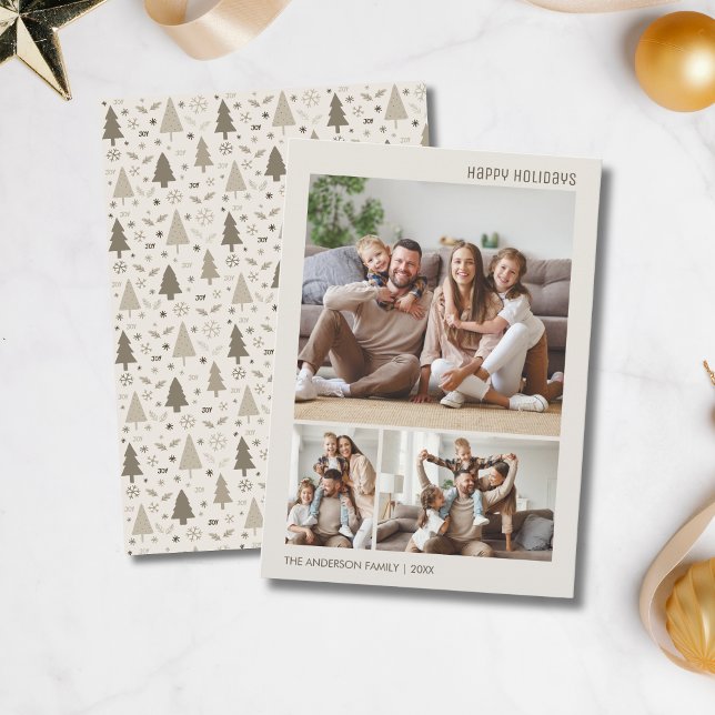 Christmas Photo Collage Family Neutral Holiday Card (Christmas Photo Collage Family Neutral Holiday Card)