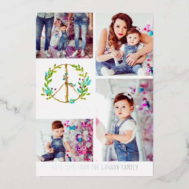 Christmas Photo Collage | Peace on Earth Holiday C (Front)