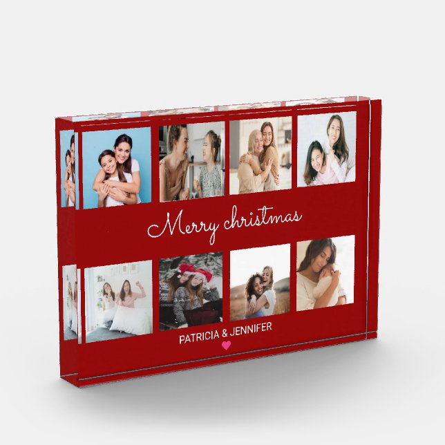 Christmas Photo Collage – Personalized with Script Block (Left)