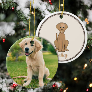 Christmas Photo Cute Puppy Dog Labrador  Ceramic Ornament