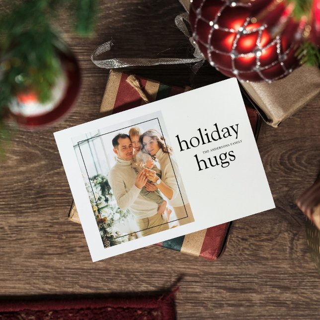 Christmas Photo Family | Holiday Hugs Postcard (Creator Uploaded)