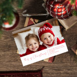 Christmas Photo Family | Red Joy Postcard<br><div class="desc">Celebrate the spirit of the season with our elegant Christmas postcard in soft neutral tones. Featuring your favourite family photo and customizable text that reads, "This is Christmas, " along with a personalized name, this card adds a heartfelt touch to your holiday greetings. Perfect for sharing joy with loved ones,...</div>