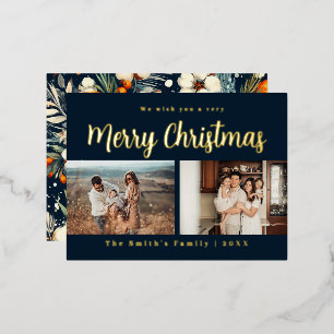 Christmas photo foil holiday postcard