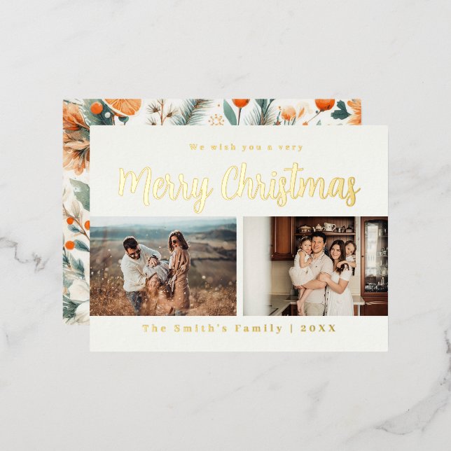 Christmas photo foil holiday postcard (Front/Back)