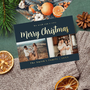 Christmas photo foil holiday postcard