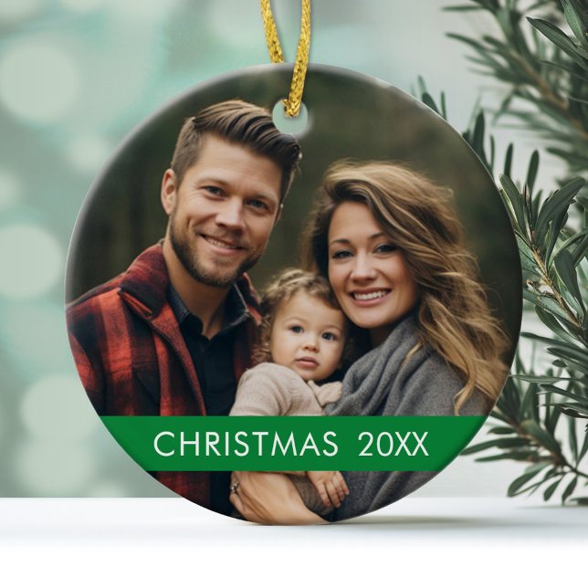 Christmas Photo Frame - Modern Ceramic Ornament (Personalized Christmas Photo Ornament)